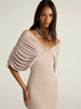 Women Off-shoulder Ruched Sexy Maxi Dress Elegant Deep V Neck Draped Sleeve Bodycon Club Party Long Dresses Female