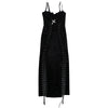 Dark Punk High Split Hem Straps Dess 90s Streetwear Gown Women Sexy Corn Bandage Velvet Dresses Mall Gothic Clothing