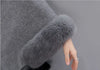 S-5XL Winter Warm Cloak Horn Buckle Woolen Poncho Capes Women Faux Rabbit Fur Dolman Sleeves Loose Long Cappa Coat