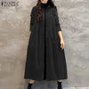 Women Autumn Corduroy Dress Casual Long Sleeve Buttons Up Sundress Solid Loose Holiday Vestido Kaftan Vintage Shirt Dress