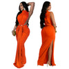 Women O-neck High Split Ruched Stacked Bodycon Midi Maxi Dress Evening Party Club Vestidos Sexy Chic Long Dresses