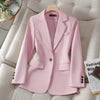 Autumn Winter Women Blazer Ladies Long Sleeve Formal Jacket Coat Black Pink Apricot Blazers Female Casual Tops Outerwear