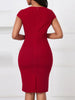 Women Elegant Square Neck Cap Sleeve Vintage Slim Work Office Cocktail Party Business Casual Sheath Bodycon Pencil Dress
