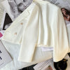 Women's Double Breasted Cropped Blazer Casual Office Wear Solid Color Suit Jacket Woman Spring Slim Fit Long Sleeve Blazers