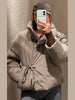 Casual Solid Lace Up Cotton Jacket Women Stand Collar Long Sleeve Pocket Warm Thick Jackets Autumn Winter Lady Outerwear
