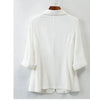Women White 3/4 Sleeve Blazer Elegant Office Business Suit Jacket Loose Pocket Formal Workwear Ladies Casual O
