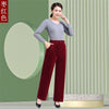 Autumn Winter Middle Aged Women Corduroy Pants Elastic High Waist Casual Straight Pants Large Size Loose Thick Mother Trousers