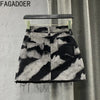 Women Gray Tie Dye Denim Mini Skirt High Waist A-line Jean Skirt Button Pocket Sexy Y2K Streetwear Printed Short Skirt