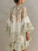 European and American Style Printed Lotus Leaf Hem Dress for Women, Vacation-Inspired, Loose Fit, Flowing, Stylish Shor