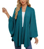 Elegant Shawl Wraps Soft Open Front Poncho Sweater Women Loose V-Neck Cape Casual Solid Color Soft Open Front Poncho Bat Shirt