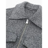Women With Pockets Grey Front Zipper Jackets Vintage Lapel Neck Long Sleeves Female Chic Lady Outfits