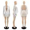 Y2k Sexy Chiffon Transparent Mini Dress Women Deep V-neck Long Sleeve Dresses Female Vintage Street Party Clothing