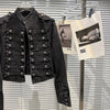 Punk Style Black Stand Up Collar Denim Jackets Vintage Washed Motor Coat For Women Autumn Loose Long Sleeve Outerwear
