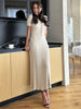 Women's High Waist Knitted Rib Slim Maxi Dress Casual Loose Elegant Temperament Long Dress for Autumn Femme Solid Color Dress