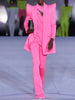 High Street Designer Jacket Women Peak Strong Shoulder Double Breasted Long Blazer Fluorescein