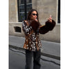 Dalmatian Faux Fur Jackets Women Lapel Collar Single Breasted Slim Fit Long Sleeves Coats Lady Autumn Street Outwear