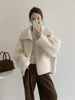 Faux Lambs Women Jacket Y2K Autumn Plush Thick Zipper Warm Coats Streetwear Long Sleeve All Match Hairy Outerwear