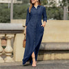 Spring Elegant Women's Denim Dress Casual Long Sleeve Buttons Shirt Maxi Dresses For Women Robe Femal Office Clothing