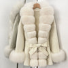 Real Fur Wool Jacket Reality Fur Jacket Women Natural Fox Fur Cuffs Winter Clothing Female Elegant with Belt Woolen Coat