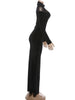 Full Sleeve Turtleneck Mesh Patchwork Long Dress Woman Elegant Velvet Slim High Waist Evening Prom Party Elegant Bodycon
