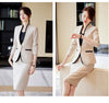 Apricot Suits Women Autumn Temperament Business Formal Blazer And Skirt Sets Office Ladies Work Wear Black