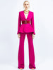 High Street S/S Runway Designer Suit Set Women's Slim Fitting Single Button Belted Blazer Flare Pants Set 2pcs