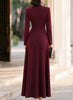 Women V Neck Long Sleeve Maxi Dress Elegant Ruched Waist Wrap Party Evening Gown Formal Cocktail Wedding Guest Dress