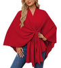 Elegant Shawl Wraps Soft Open Front Poncho Sweater Women Loose V-Neck Cape Casual Solid Color Soft Open Front Poncho Bat Shirt