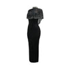 Women Short Cloak Sleeve Rhinestone Bodycon Long Dress Fall Vacation Evening Birthday Night Party Vestidos Sexy Dresses