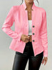 Autumn and Winter Woman Textured Button Front Blazer Stand Collar Long Sleeve Fit for Office and Casual Wear Suit Jacket