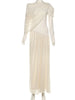 Elegant Shawl Dress Women Classic Basics Ruched O-Neck Full Sleeve Chic Stretch Skinny Party Banquet Activity Outfits