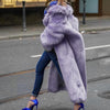 Women Thick Faux Fur Jacket Work Y2k Autumn Winter Maxi Coat Long Warm Belt Fur Purple Parkas Bontjas Furry Outerwear
