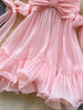 French Sweet Bow Camisole Mini Dress for Women Korean Version Pink Ruffle Edge Sexy A-line Dress T106