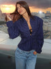Striped Suit Outwear For Women V-Neck Patchwork Commute Slim High Waist Autumn Coat Female Blazers Coat