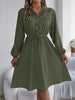 Autumn Winter Dresses for Women Casual Solid Color Button Tie Up Long Sleeved Shirt Dress Blue Green Black Red Woman Clothing