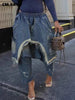 Women Streetwear Ripped Out Hole Denim Pants Fall Autumn Loose Safari Style Cargo Harem Hip Hop Jeans