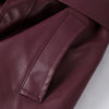 Street Pu Leather Women Long Coat Y2K Solid Belt Lapel Pocket Full Sleeve Female Jacket Autumn Winter Lady Outwear