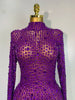 Sparkly Rhinstones Long Sleeve Elegant Party Dress Women Performance Stage Outfit Evening Birthday Prom Gown