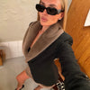 Faux Fur Patchwork Tweed Coat Skirt Sets Women Elegant Long Sleeve Waist Cinching Jackets Mini Skirts Autumn Chic Ladies Outfits