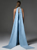Designer Women's Party Gown With Detachable Cape Diamonds Beaded Embellishments Long Dress