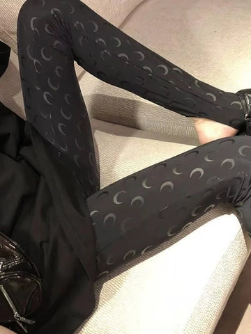 High Street Casual Women's High Waist Printed Bottom Pants Women Reflective Tight Elastic Outerwear Pants