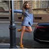 Elegant Women's Shoulder Pads Blazer Skirt Sets Slim Lapel Full Sleeve Waist Cinched Coats Mini Skirts Autumn Lady Outfits