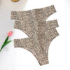 WarmSteps 3Pcs/Set Sexy Leopard Thongs Women's Panties Thongs Female Underwear Seamless Printed Panties Ice Silk Briefs