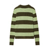 Women's Striped Knitted Cardigan Coat Female Long Sleeve Polo Collar Single Breasted High Street Casual Short Jacket
