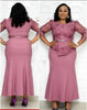 4XL 5XL Plus Size Christmas Dresses Women O Neck 3/4 Sleeve Long Maxi Dress Lace Patchwork Night Party Dress