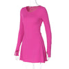 Spring Elegant Pretty Women Dresses Black Sexy Short Dress Female V Neck Long Sleeve Slim Solid Color Mini Dress