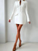 Office Elegant Dress Women Autumn Single Breasted Stand Collar Simple Solid Street Commute Skinny Suit Bodycon