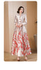 Women Long Sleeve Jacquard Dress Floral Long Dress Girls Evening Events Party Dress Chinese Style Photograph Vintage