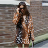 Deer Spotted Print Women 2pcs Skirt Sets Notched Lapel Oversized Blazer Midi Skirt Elegant Chic Autumn Winter Office Outfit