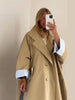 Oversize Women's Stand Collar Trench Coat Full Sleeved Single Breasted Pocket Side Split Long Windbreaker Autumn Lady Outwear